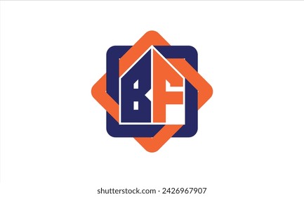 BF initial letter real estate builders logo design vector. construction, housing, home marker, property, building, apartment, flat, compartment, business, corporate, house rent, rental, commercial