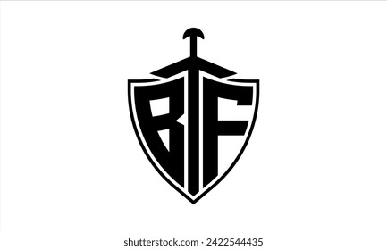 BF initial letter shield icon gaming logo design vector. batman, sports logo, monogram, shield, war game, symbol, playing logo, abstract, fighting, typography, icon, minimal, premier league, club logo