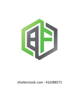 BF initial letters loop linked hexagon logo black gray green