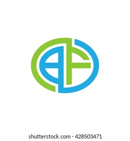 BF initial letters looping linked ellipse logo blue green