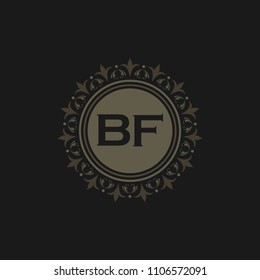 BF initial logo. Luxury ornament crown logo.