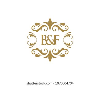 B&F Initial logo. Ornament ampersand monogram golden logo