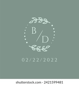 BF initial modern monogram wedding with creative circle line