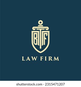 BF initial monogram for law firm with sword and shield logo image