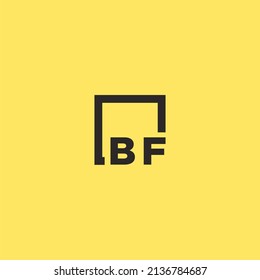 BF initial monogram logo with square style design