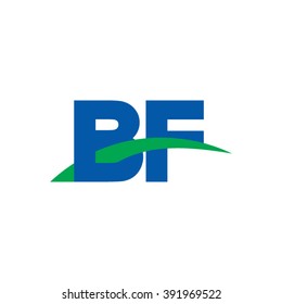 BF initial overlapping swoosh letter logo blue green