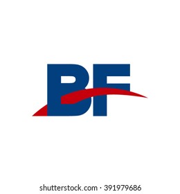 BF initial overlapping swoosh letter logo blue red