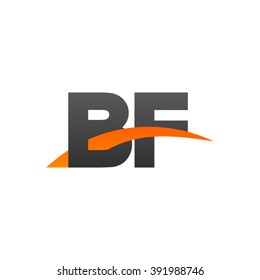 BF initial overlapping swoosh letter logo black orange