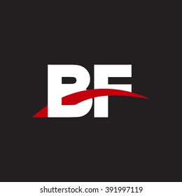 BF initial overlapping swoosh letter logo white red black background