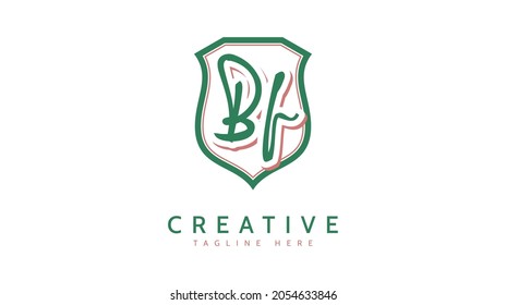 Bf Initials, handwriting logo vector