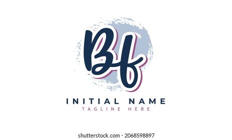 Bf Initials, handwriting logo vector