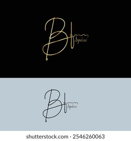 Logotipo de la firma de escritura a mano. Vector de letras de caligrafía dibujado a mano Bf. Bf letter inmobiliaria, belleza, diseño de logo de carta de Fotografía.
