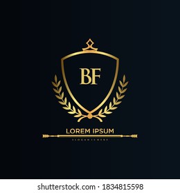 BF Letter Initial with Royal Template.elegant with crown logo vector, Creative Lettering Logo Vector Illustration.