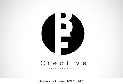 Diseño de logotipo de letra BF dentro de un círculo negro. Ilustración vectorial de Logo de Letras Creativas.