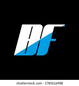 BF-Brief-Logo-Design auf schwarzem Hintergrund. BF Creative Initials Buchstaben Logo Konzept. bf Symbol Design. BF-Symbol auf weißem und blauem Buchstaben auf schwarzem Hintergrund. B F
