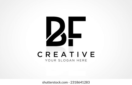 Plantilla de vectores de diseño de logotipo BF Letter. Alfabeto Letra Inicial Diseño De Logotipo BF Con Una Ilustración De Negocio De Reflexión Glulosa.