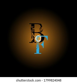 BF letter logo with nice black background.The letter icon.