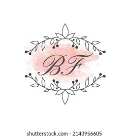 BF letters signature logo, Handwritten logo, BF, BF lettering, Letters BF, B and F logo with flower mandala, Brushstroke, wedding, fashion, floral and botanical