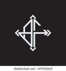 BF Logo Abstrac letter Monogram with Arrow in every side isolated on black background