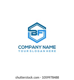 BF logo letter initial, Abstract polygonal Background Logo,