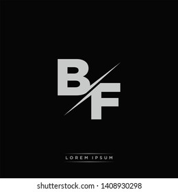 BF Logo Letter Monogram Slash with Modern logo template on Black Color and White background