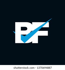 BF Logo of the Letter Tick Blue Initial Capital Designs Template