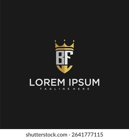 BF luxury letter monogram for crown and shield logo design