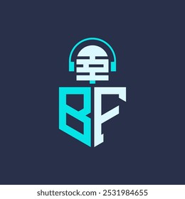 BF Microphone Logo Design for Audio, Music, and Podcast Branding - Letter BF Logo Professional Vector Illustration for Creative Industries