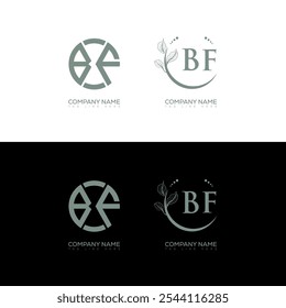 BF minimalist and classic logo set design. BF monogram circle shape vector. BF unique design.
