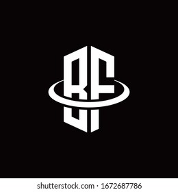 Logotipo del monograma BF en forma de hexágono y rodeado por un anillo