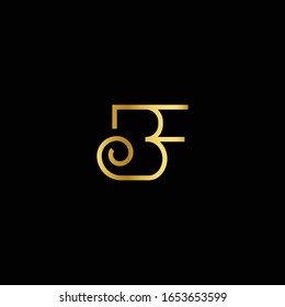 BF Square Framed Letter Logo Design Vector with Black and gold Colors.