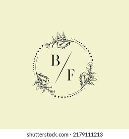 Cartas iniciales del logo de la boda BF en un diseño profesional de alta calidad que se imprimirán en cualquier medio impreso