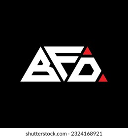 BFD triangle letter logo design with triangle shape. BFD triangle logo design monogram. BFD triangle vector logo template with red color. BFD triangular logo Simple, Elegant, and Luxurious design