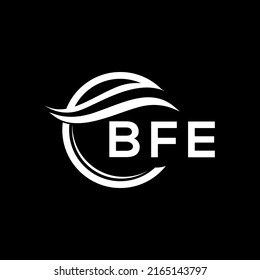 Diseño del logo de la carta BFE sobre fondo negro. El concepto del logotipo de la letra de círculo creativa de BFE. Diseño de letras BFE.
