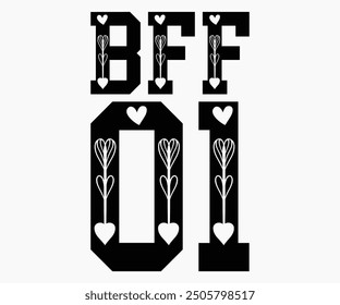 BFF 01 Svg, Día de la Amistad Svg, Camiseta del Día de la Amistad, Amigos Svg, Familia Amigos Svg, Besties Svg, Archivo de corte, Diseño de camiseta de caligrafía, Silueta