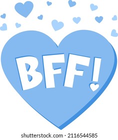 BFF or best friend forever lettering on white background illustration