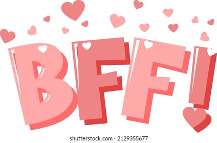 BFF or best friend forever lettering on white background illustration