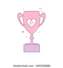 bff best friend forever trophy cartoon vector isolated on white background