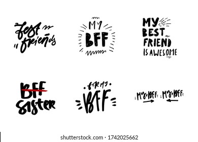 BFF. Best friends forever. Hand lettering illustration for your design: t-shirt, mug