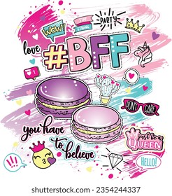 bff lindos tez gráficos para el diseño de chicas