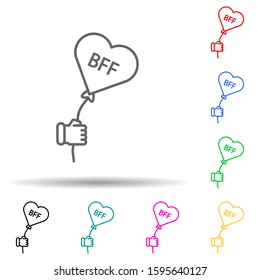 BFF heart multi color style icon. Simple thin line, outline vector of friendship icons for ui and ux, website or mobile application