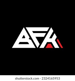 Diseño del logotipo de la letra del triángulo BFK con forma de triángulo. Monograma de diseño del logotipo del triángulo BFK. Plantilla de logotipo vectorial de triángulo BFK con color rojo. Logo triangular BFK Diseño sencillo, elegante y lujoso