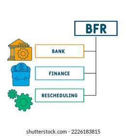 bfr - bank finance rescheduling  acronym. business concept background.  vector illustration concept with keywords and icons. lettering illustration with icons for web banner, flyer, landing
