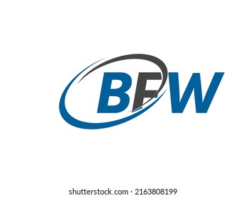 Letra BFW diseño creativo elegante del logo de swoosh