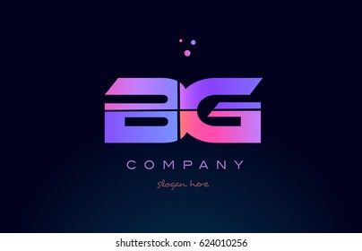 bg b g creative color blue background pink purple blue magenta alphabet letter company logo vector icon design