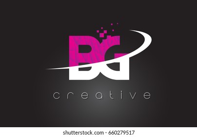 BG B G Creative Letters Design. White Pink Letter Vector Illustration.