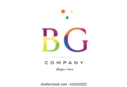 bg b g  creative rainbow colors colored alphabet company letter logo design vector icon template