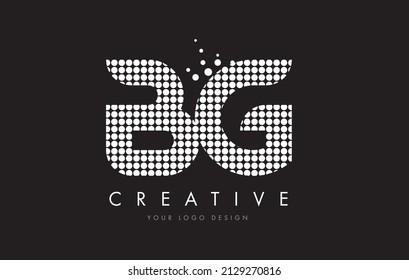 BG B G Dots Letter Logo Design White Magenta Bubble Circles and Swoosh
