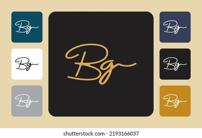 Bg B g escritura manuscrita inicial Bg firma manuscrita inicial plantilla de logotipo vectorial letras de mano para diseños o para identidad
