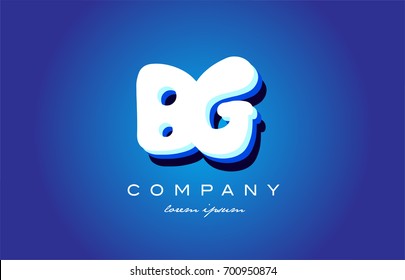 BG B G letter logo combination alphabet vector creative company icon design template modern blue white 3d